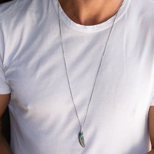 Turquoise Feather Necklace