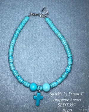 Turquoise with Cross Ankle Bracelet