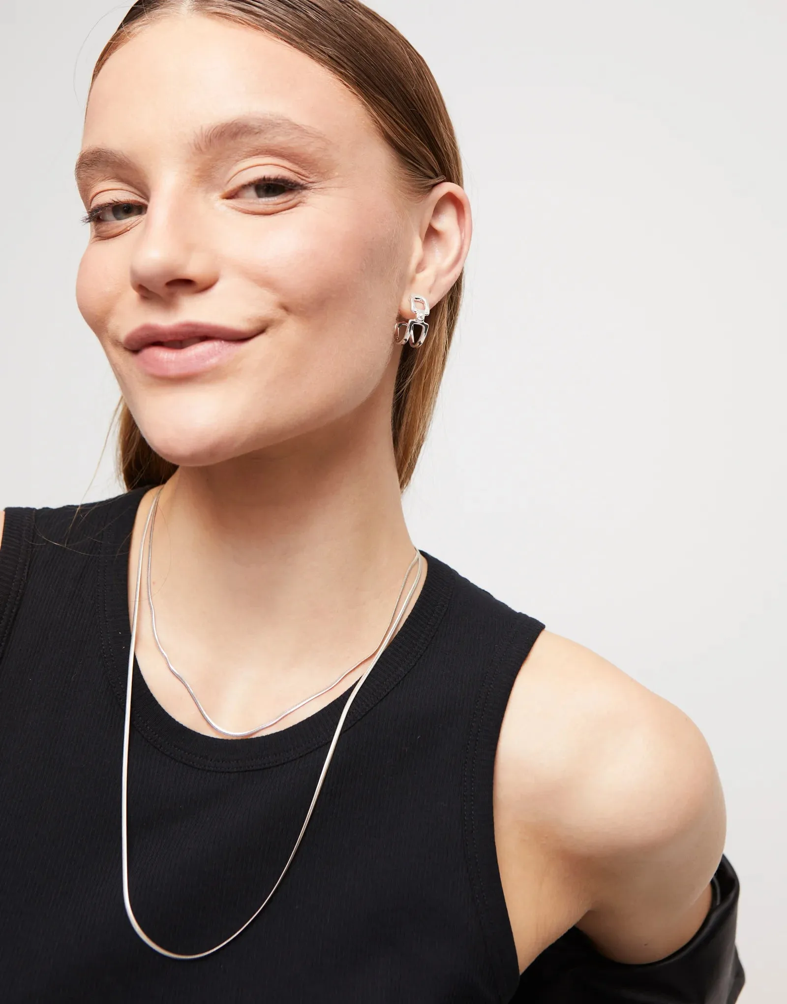 UNOde50 Double sterling silver-plated Hoop Earrings with White Topaz