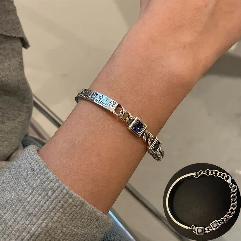 VENTFILLE 925 Sterling Silver Thai Silver Bracelet for Women Vintage Geometric Heart Love Lucky Punk Jewelry 2023 New Dropship