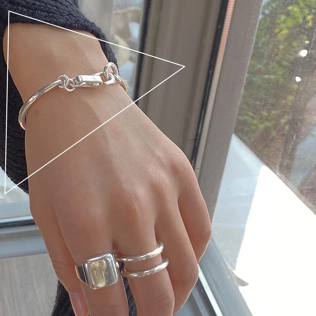 VENTFILLE 925 Sterling Silver Thai Silver Bracelet for Women Vintage Geometric Heart Love Lucky Punk Jewelry 2023 New Dropship