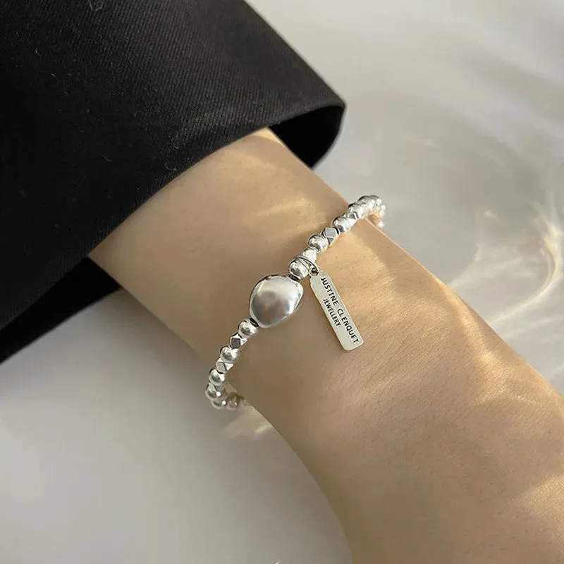 VENTFILLE 925 Sterling Silver Thai Silver Bracelet for Women Vintage Geometric Heart Love Lucky Punk Jewelry 2023 New Dropship