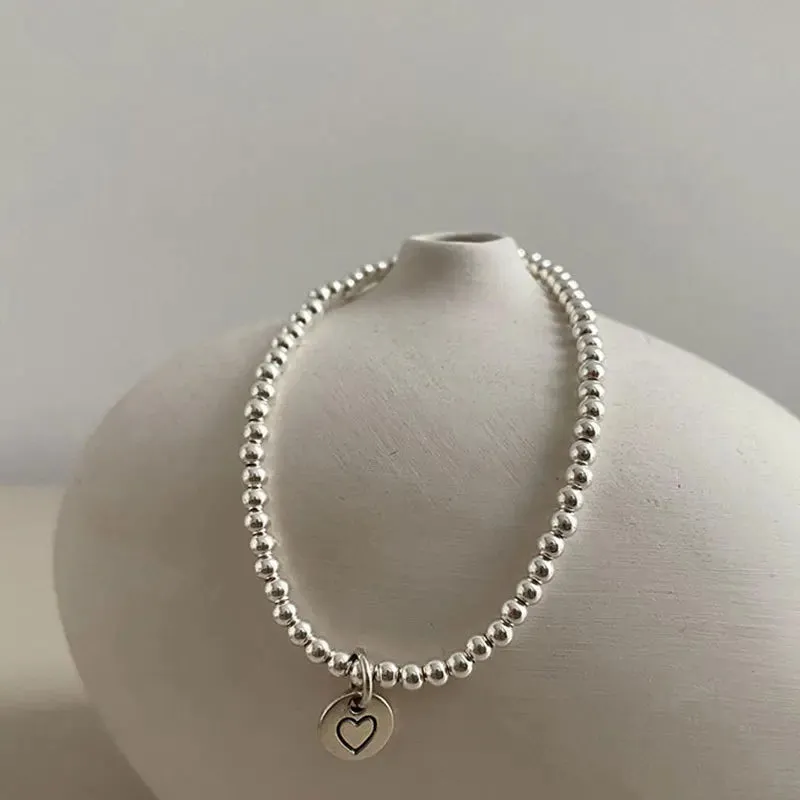 VENTFILLE 925 Sterling Silver Thai Silver Bracelet for Women Vintage Geometric Heart Love Lucky Punk Jewelry 2023 New Dropship