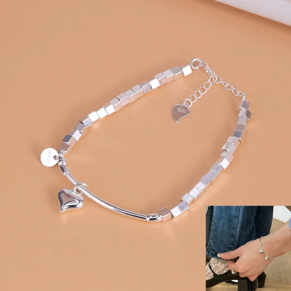 VENTFILLE 925 Sterling Silver Thai Silver Bracelet for Women Vintage Geometric Heart Love Lucky Punk Jewelry 2023 New Dropship