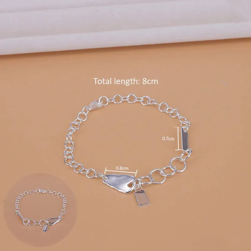 VENTFILLE 925 Sterling Silver Thai Silver Bracelet for Women Vintage Geometric Heart Love Lucky Punk Jewelry 2023 New Dropship