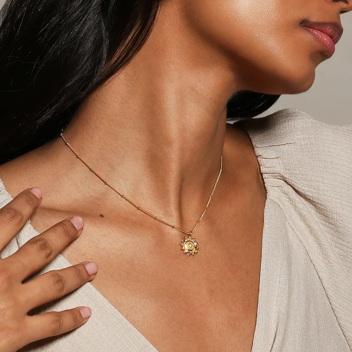 Vibrant Self Multi Stone Lotus Necklace