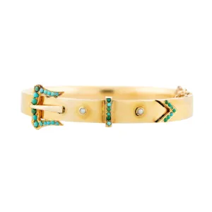 Victorian 14k Turquoise Buckle Bracelet