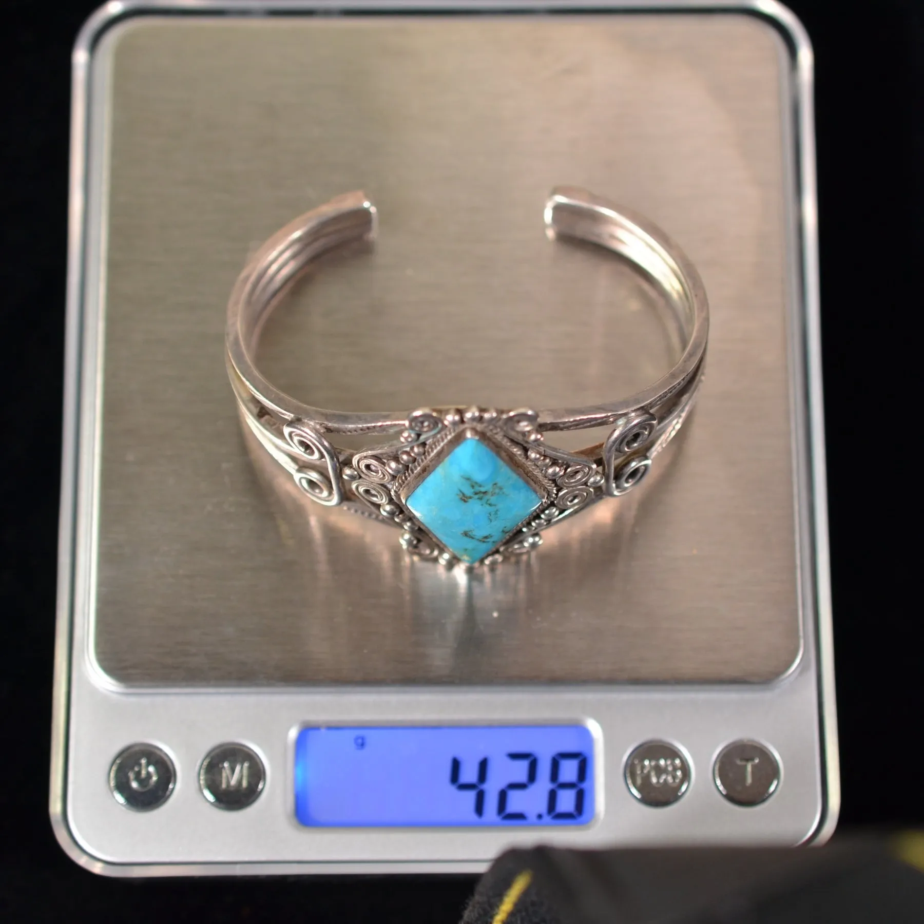 Vintage 1940s Silver Turquoise Navajo Bracelet 42.8 Grams