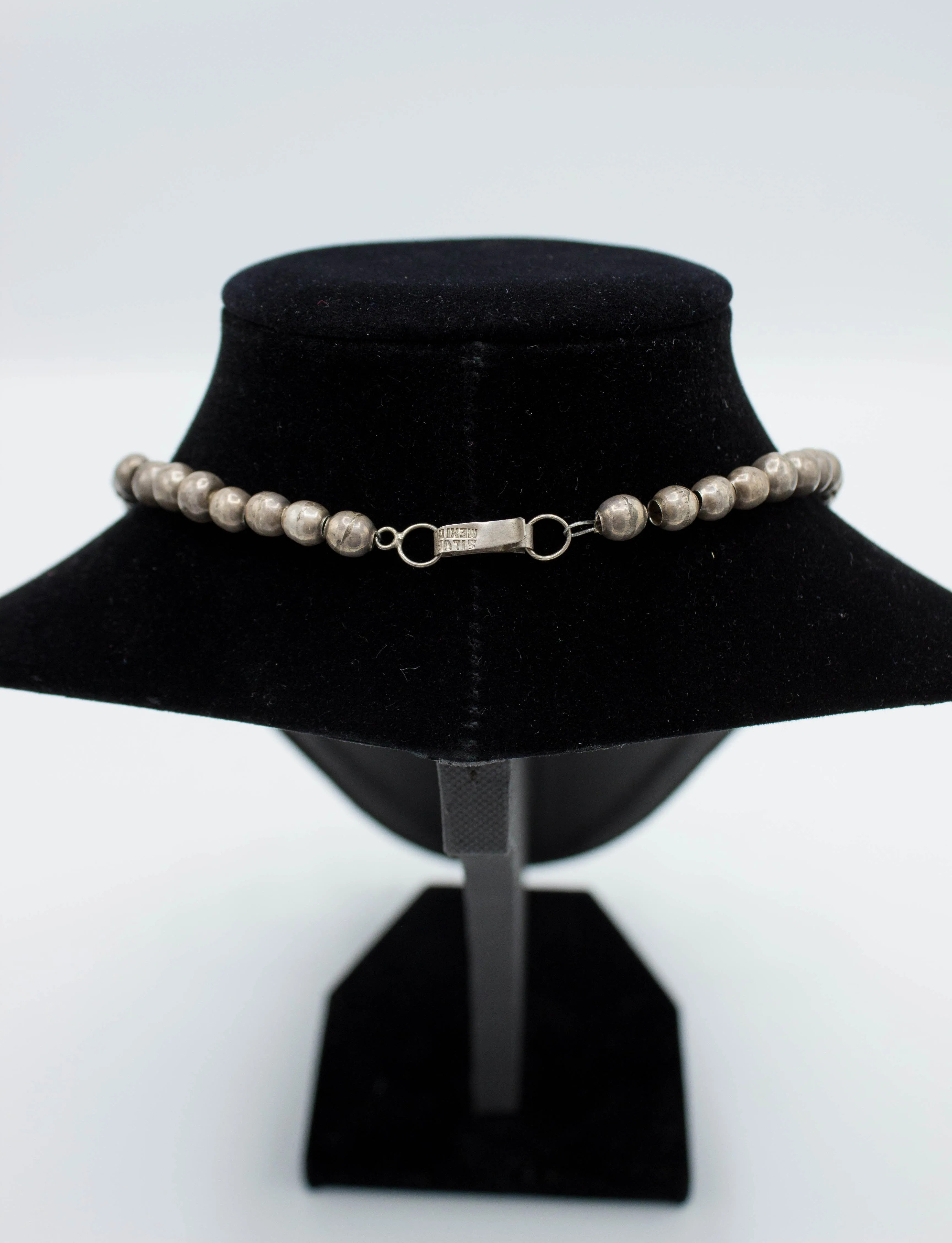 Vintage 60s Sterling Silver Pearls and Turquoise Nugget Necklace