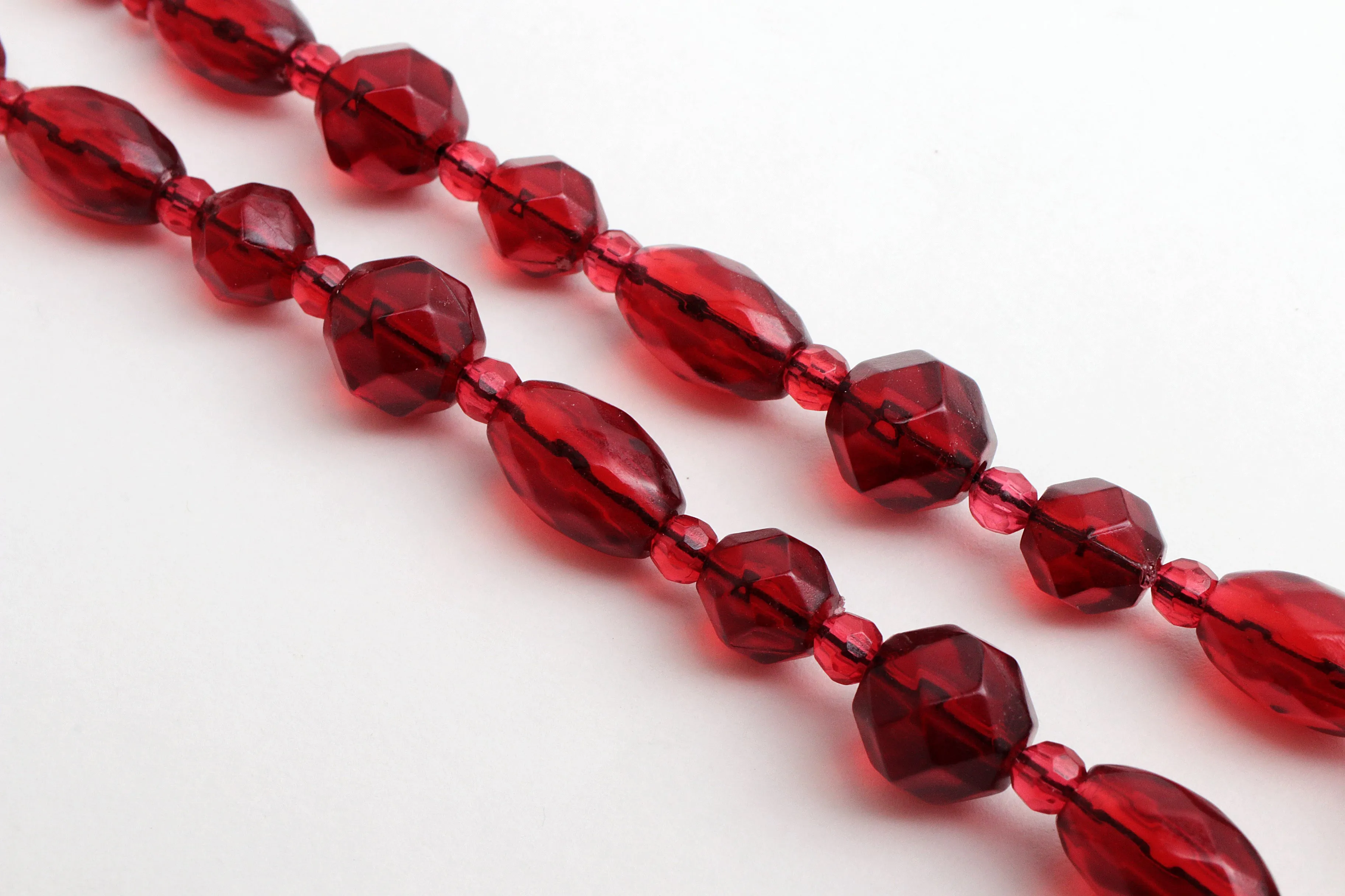 Vintage Red Long Amber Necklace, 1960