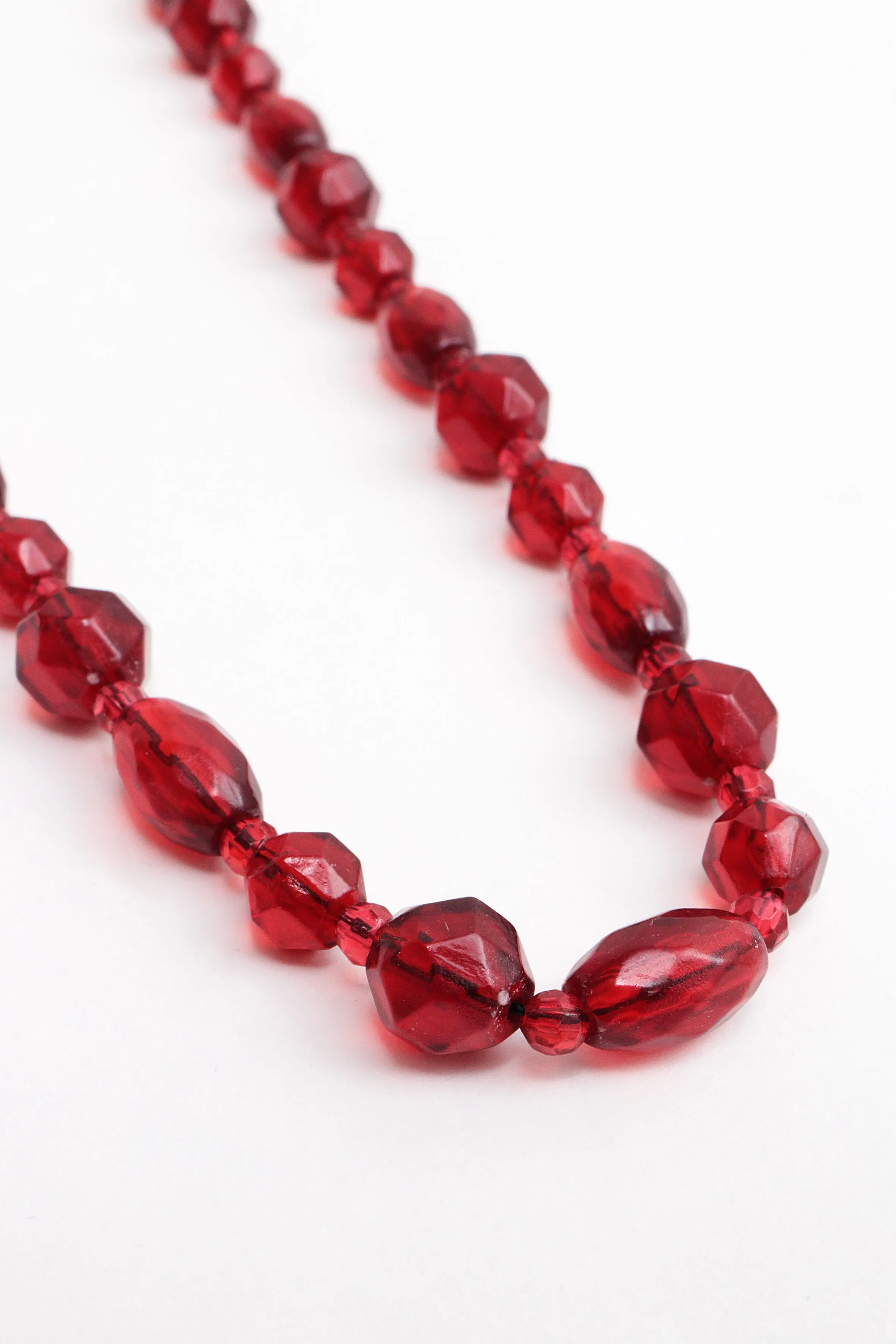 Vintage Red Long Amber Necklace, 1960