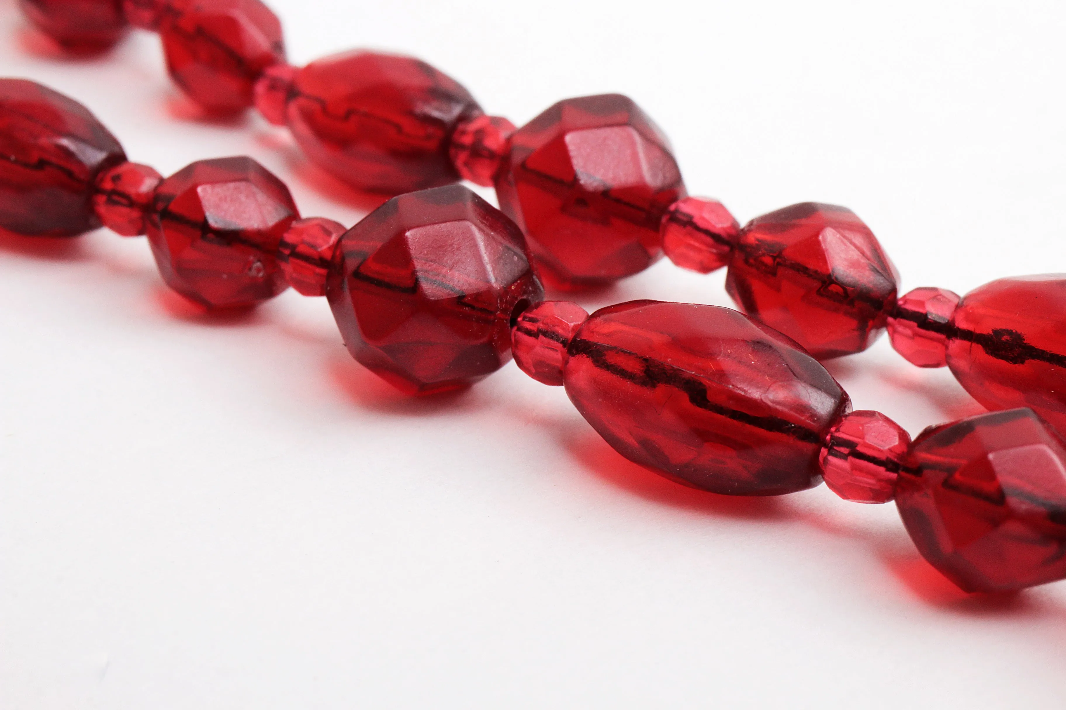 Vintage Red Long Amber Necklace, 1960