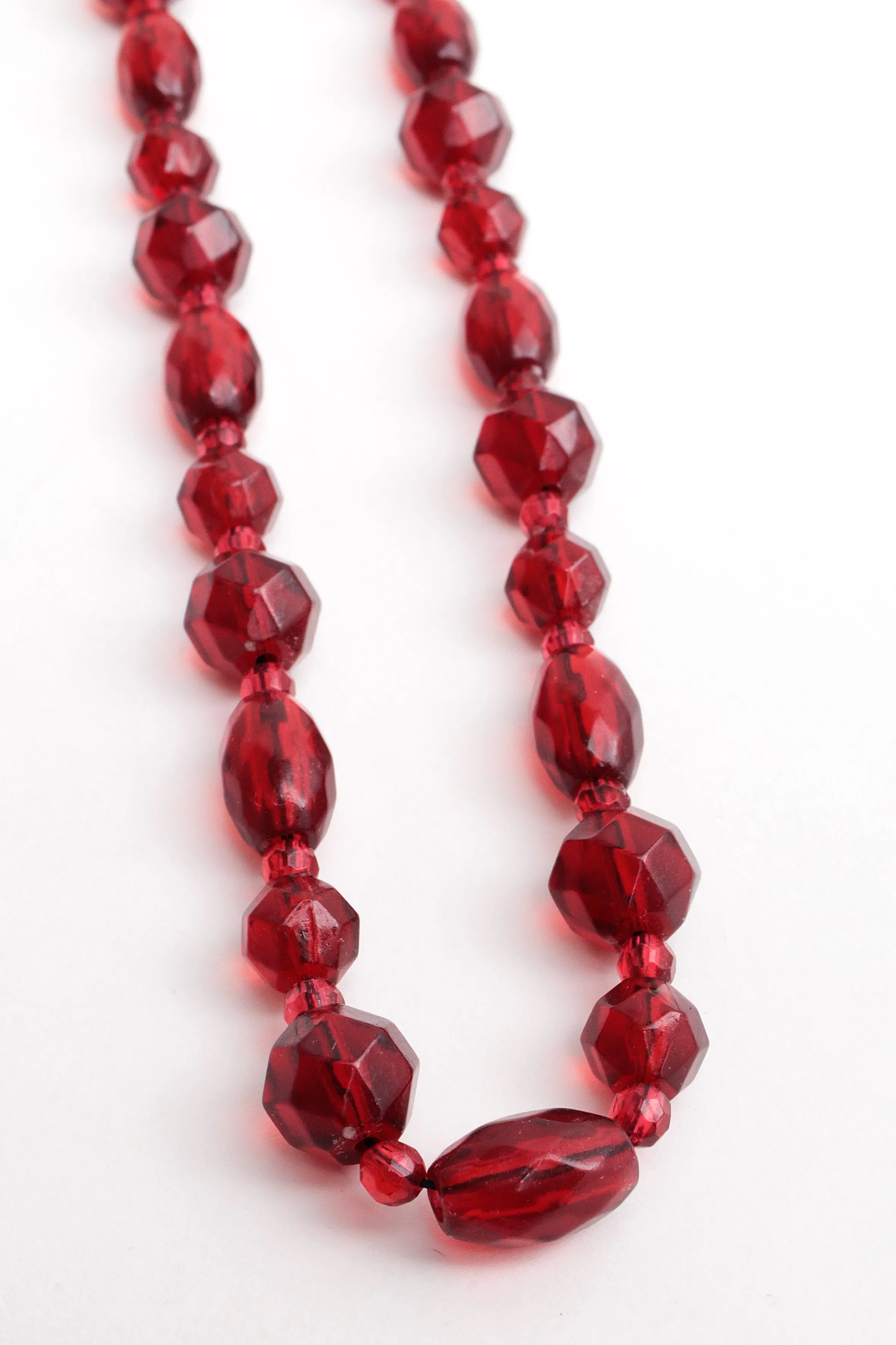 Vintage Red Long Amber Necklace, 1960
