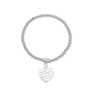 Von Treskow Ss 4mm Stretchy Bracelet w/ Medium 16mm Liebe Heart