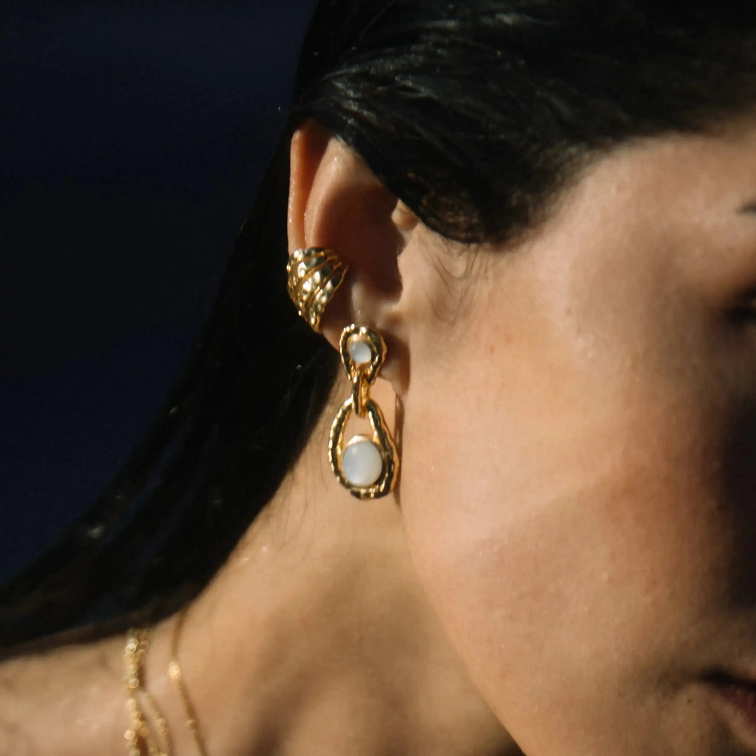 White Topaz Coral Ear Cuff