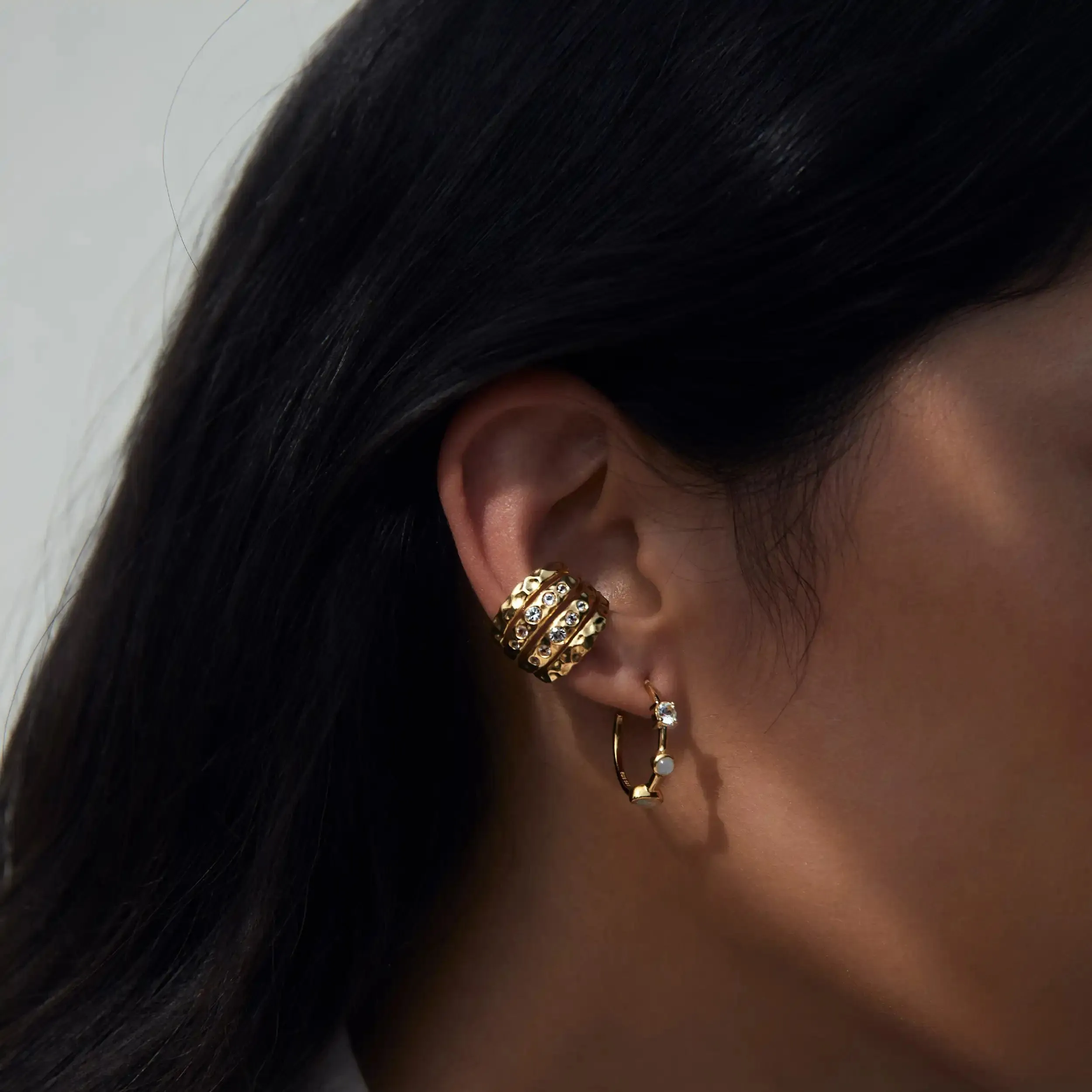 White Topaz Coral Ear Cuff