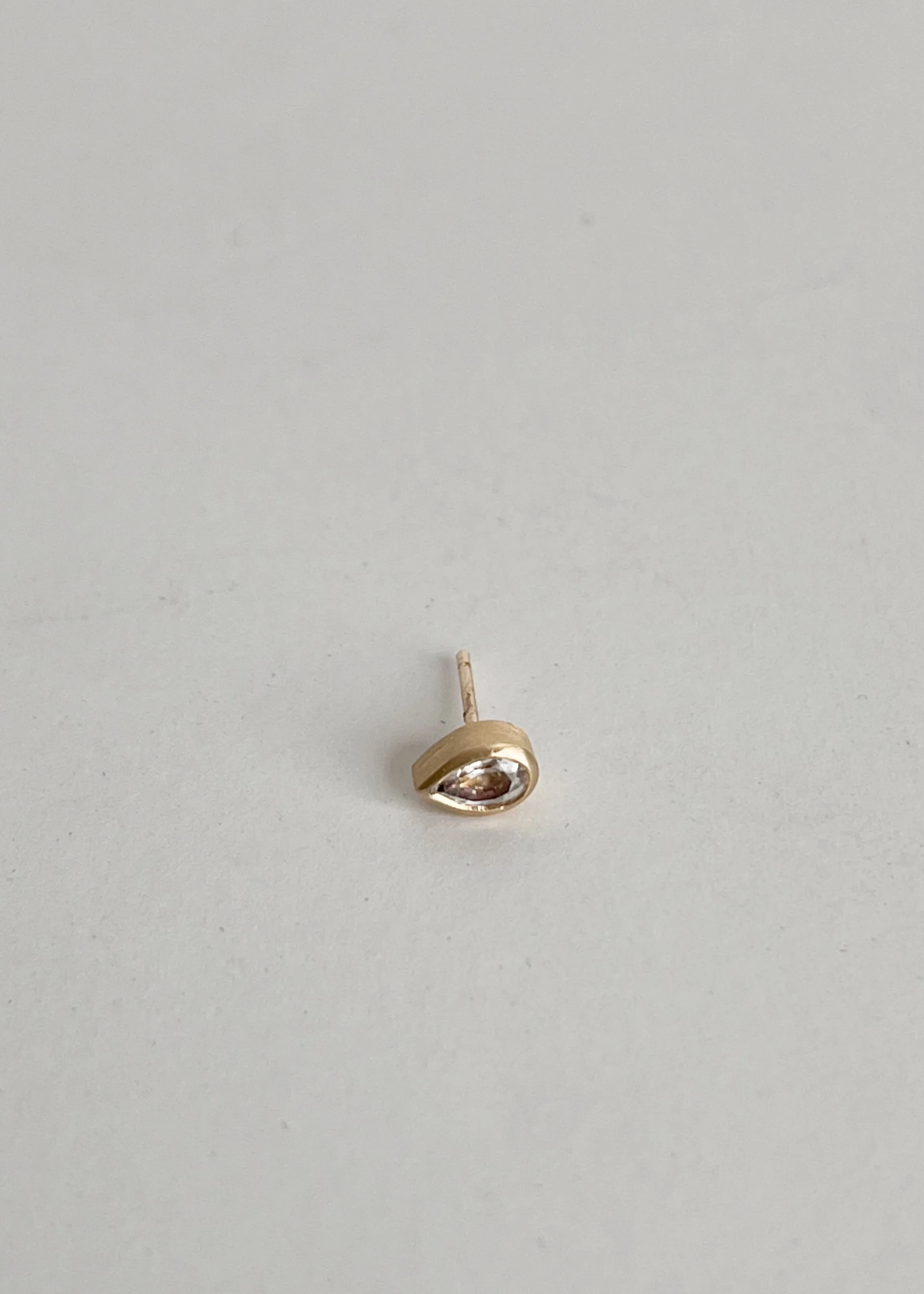 White Topaz Pear Stud (14k Single)