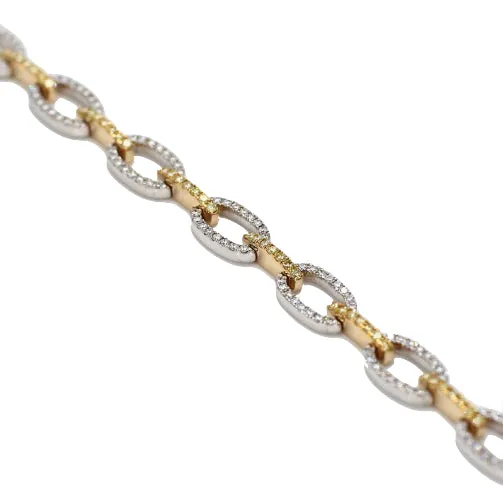 Yellow and White Diamond Chain Bracelet