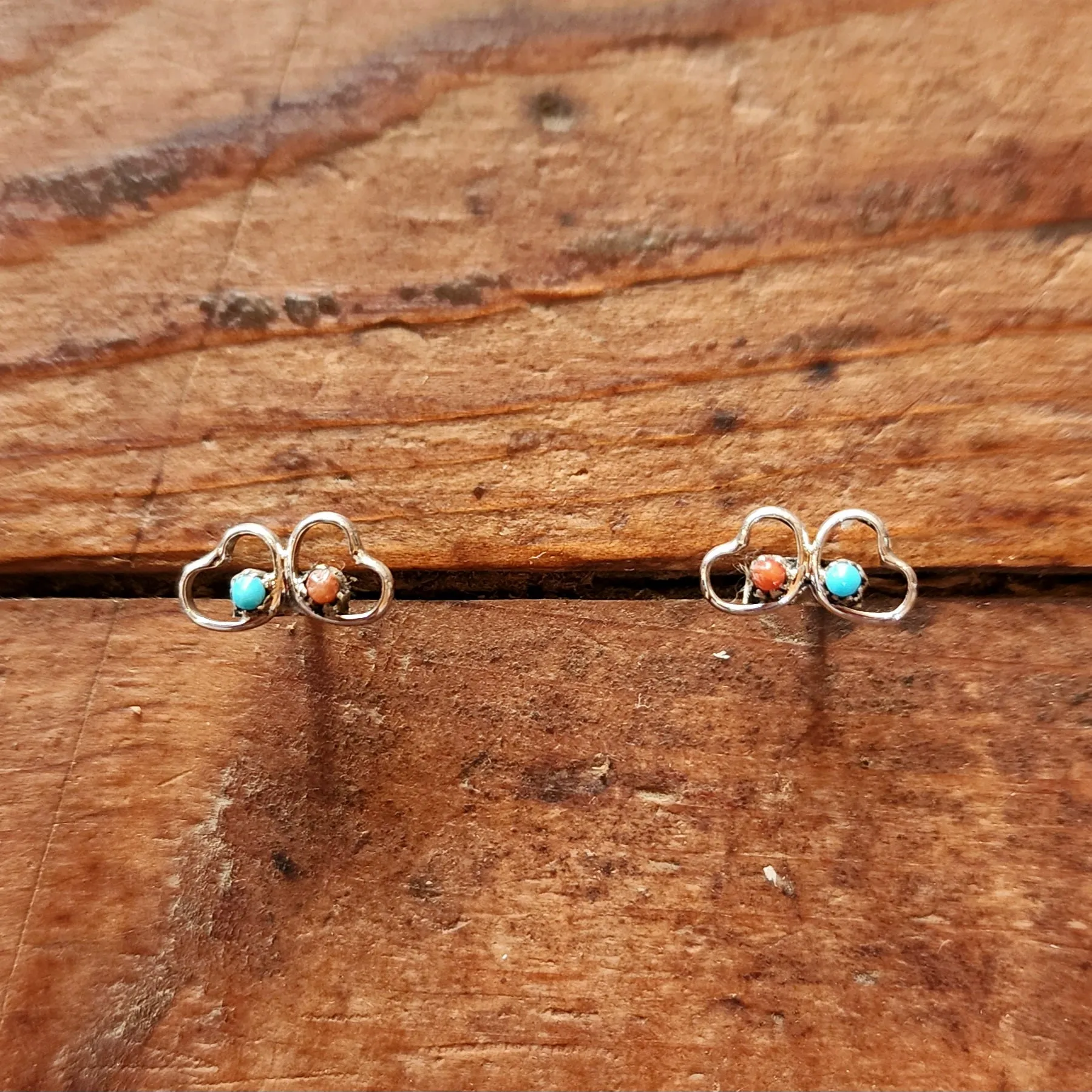 Zuni Double Heart Post Earrings
