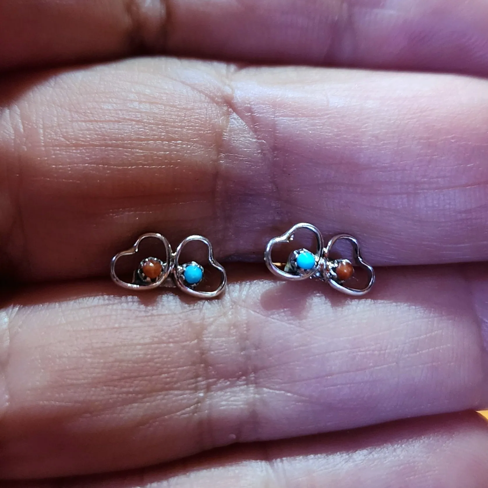 Zuni Double Heart Post Earrings