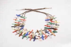 Zuni Three Strand Multistone Fetish Necklace by Rosita Kaamasee